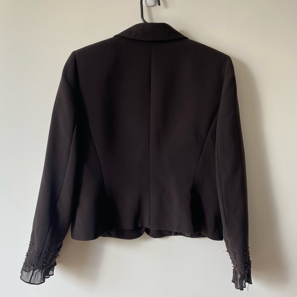 Tahari Arthur S. Levine Button Front Blazer Chiffon Cuffs With Sequins - Picture 2 of 16